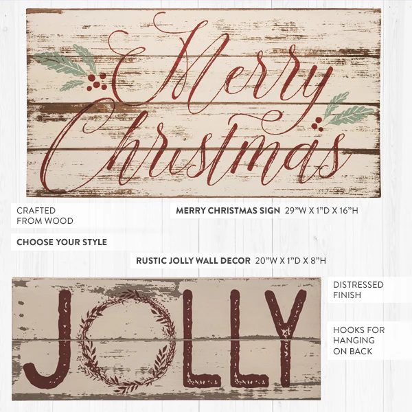 Vintage Wooden Christmas Sign, Choose Your Style