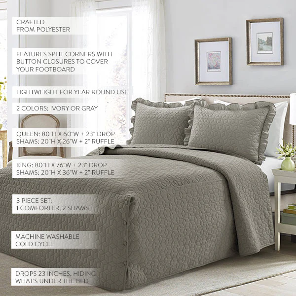 French Country Bedding 3-Piece Set, Pick Your Color