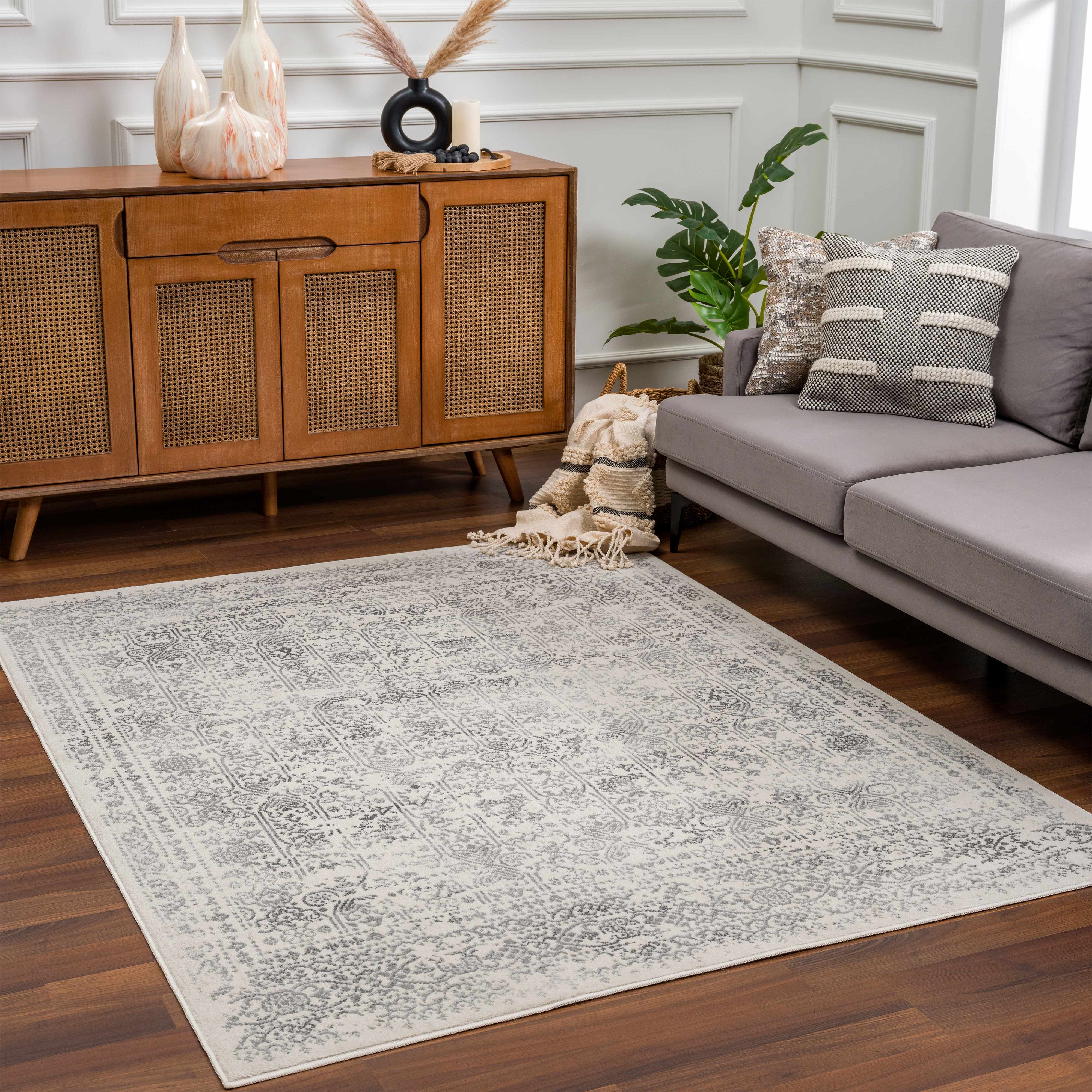 Distressed Gray Area Rug