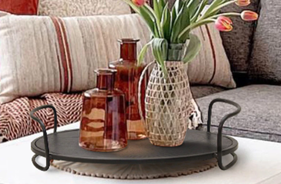 Iron Serving Tray with Handles