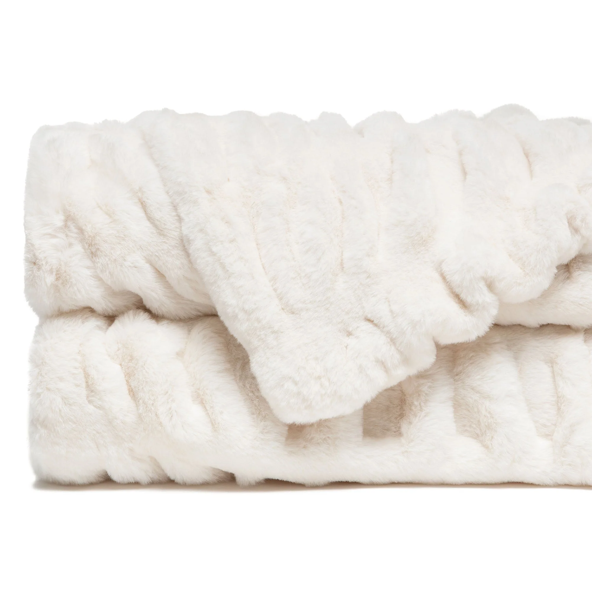 Ruched Faux Fur Throw Blanket
