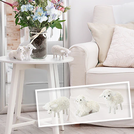 Fluffy Sheep Figurines, Set of 3
