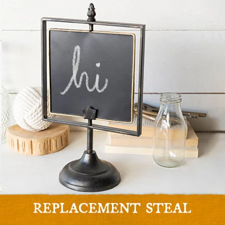 Golden Trimmed Chalkboard on Metal Stand