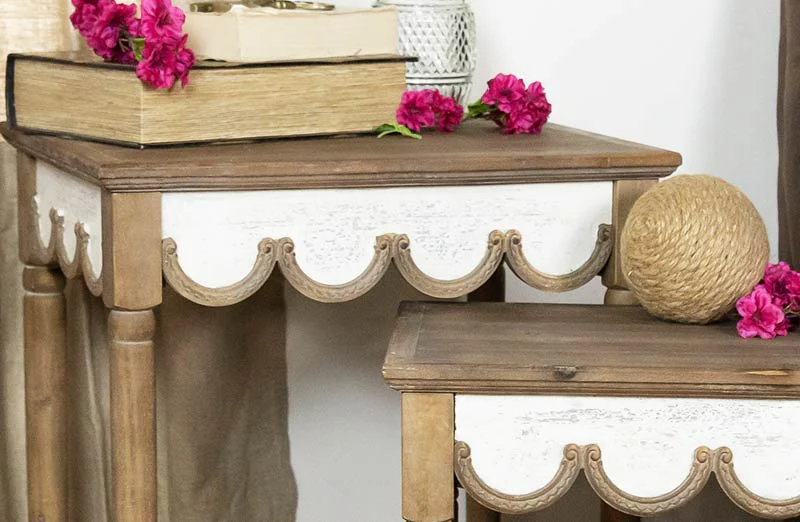 Scalloped Edge Nesting Tables  Set of 2