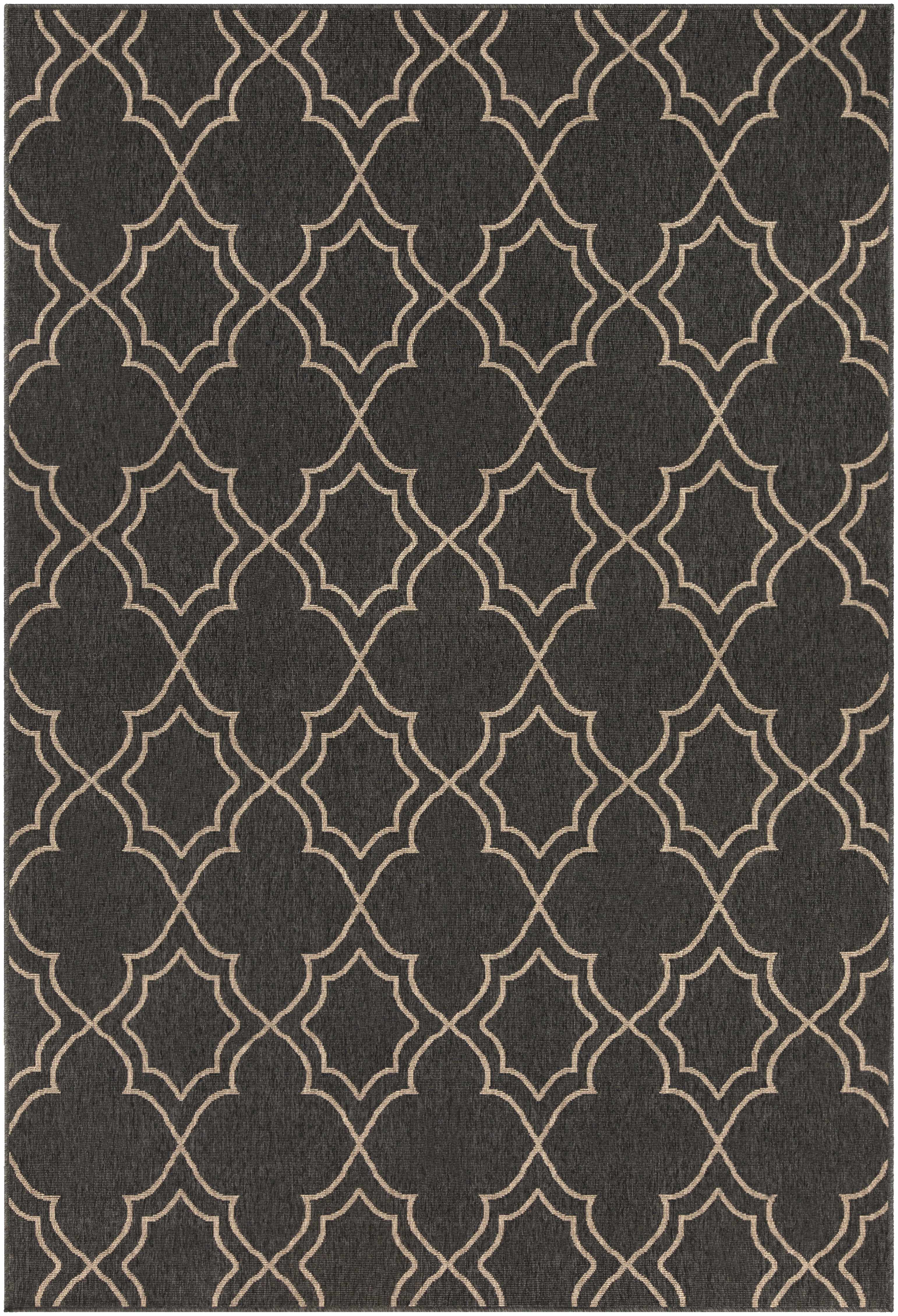 Black Modern Farmhouse Outdoor Rug