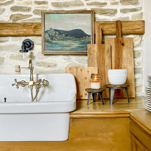 Distressed Metal and Wood Risers, Set of 2