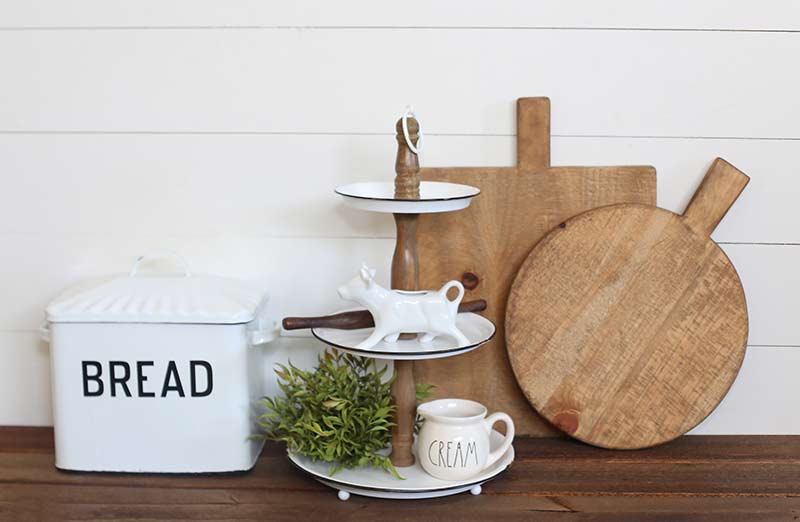 Distressed Enamel Tiered Tray