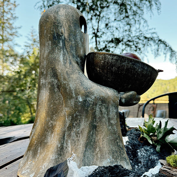 Antique Distressed Gold Finish Standing Ghost with Bowl