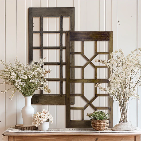 Vintage-Inspired Wooden Wall Window Pane, Choose Your Style