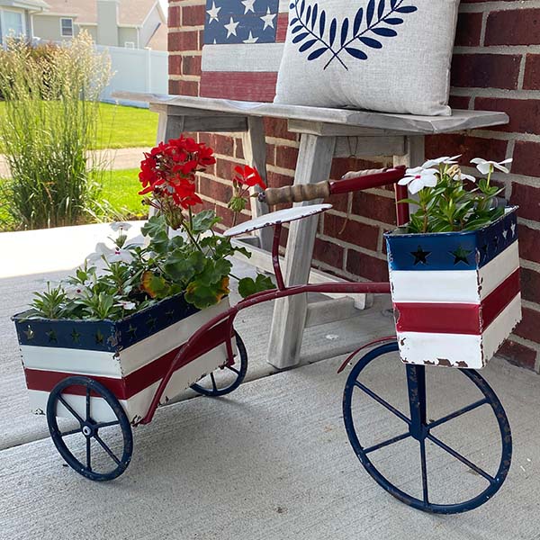 Patriotic Metal Trike Planter