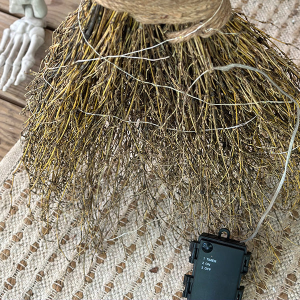Rustic Bamboo Lit Broom with Timer