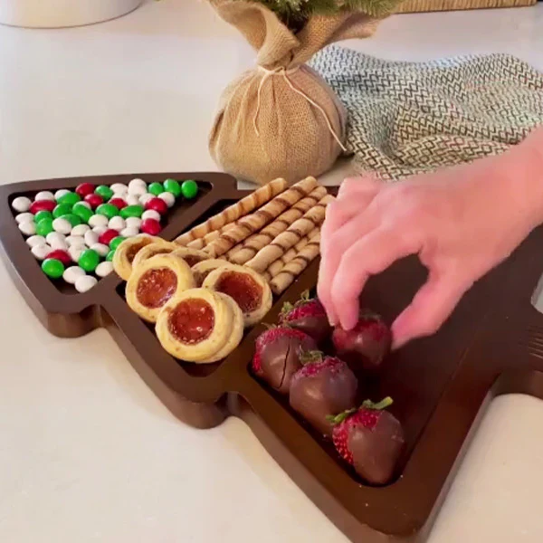 Wooden Evergreen Serving Board, Set of 2