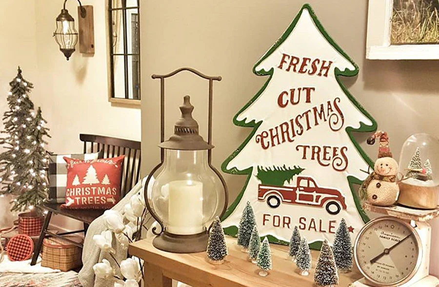 Red Truck Christmas Tree Sign