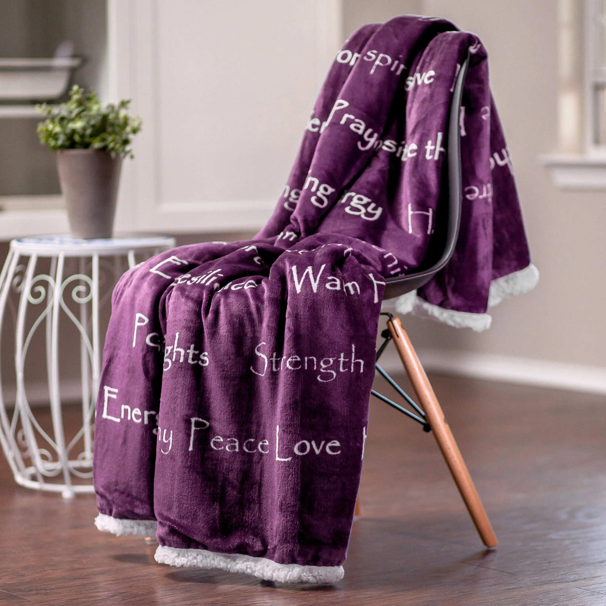Gift Faux Fur Comfort Words Throw Blanket
