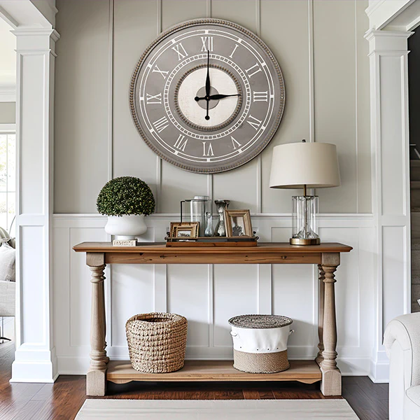 Oversized Beaded Edge Wooden Wall Clock