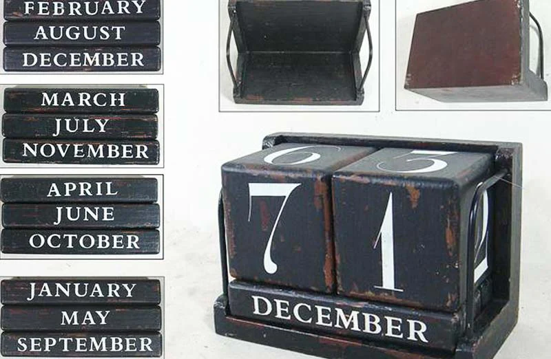 Distressed Wooden Block Perpetual Calendar
