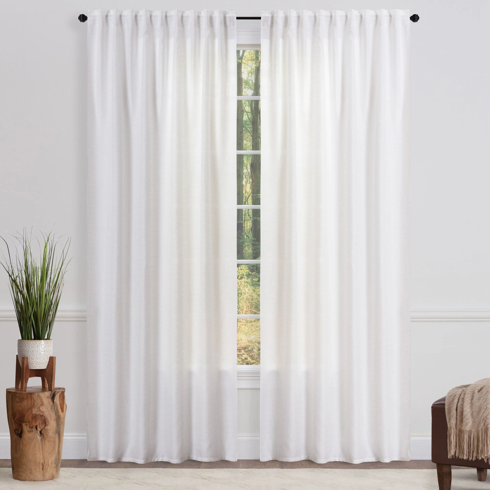 Faux Belgian Flax Solid Curtains