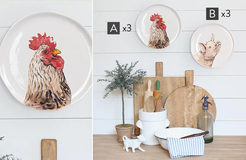 Farm Animal Plates Set of 3