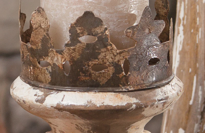 LARGE Hand Carved Wooden Candle Holders  Set of 3