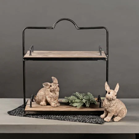 Rustic Wooden Two Tiered Display Tray