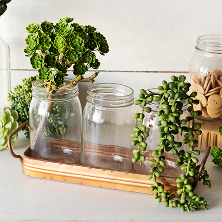 Copper Tray with Mason Jars
