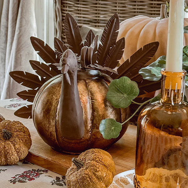Rustic Galvanized Metal Pumpkin Turkey