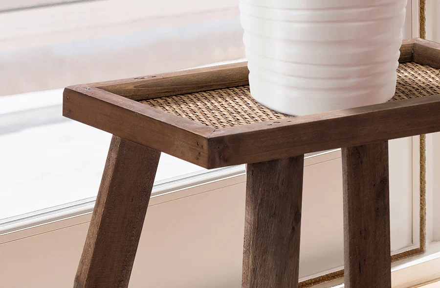 French Cane Decorative Stool Riser