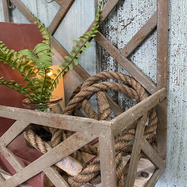 Distressed Lattice Planter Wall Shelf