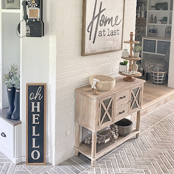 Wooden Cross Front Sideboard Cabinet