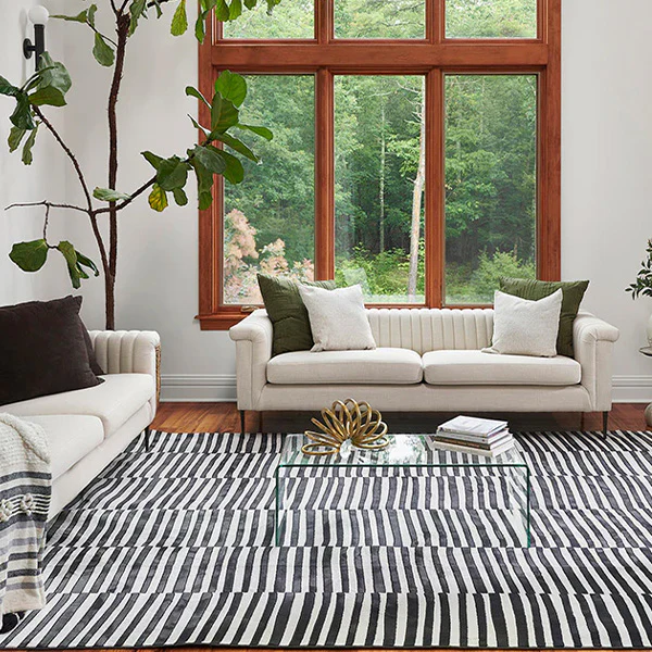 Striped Pattern Hand Tufted Area Rug, Pick Your Color/Size