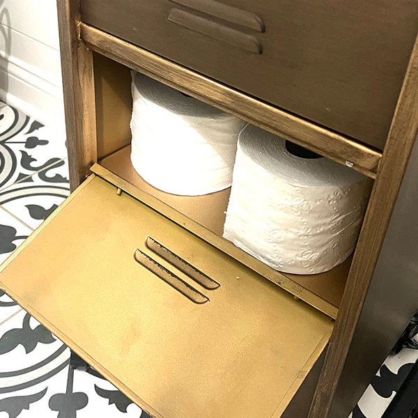 Rustic Rolling Iron Cabinet with Fold Out Cubbies