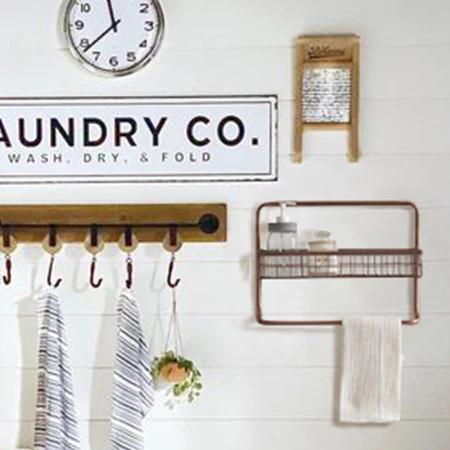 Copper Finish Wall Basket with Towel Bar