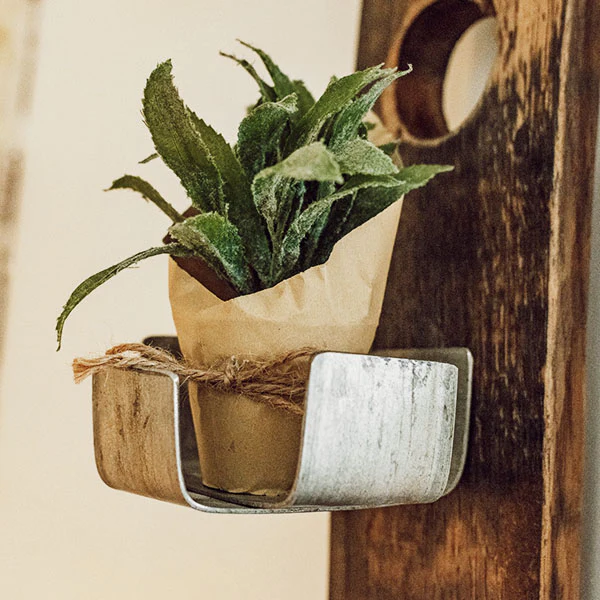 Naturally Aged Oak Barrel Stave Wall Planter/Candle Holder | Made  in the USA