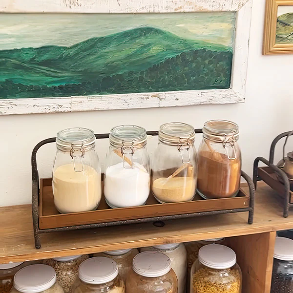 Distressed Iron and Wooden Trays with Handles, Set of 2