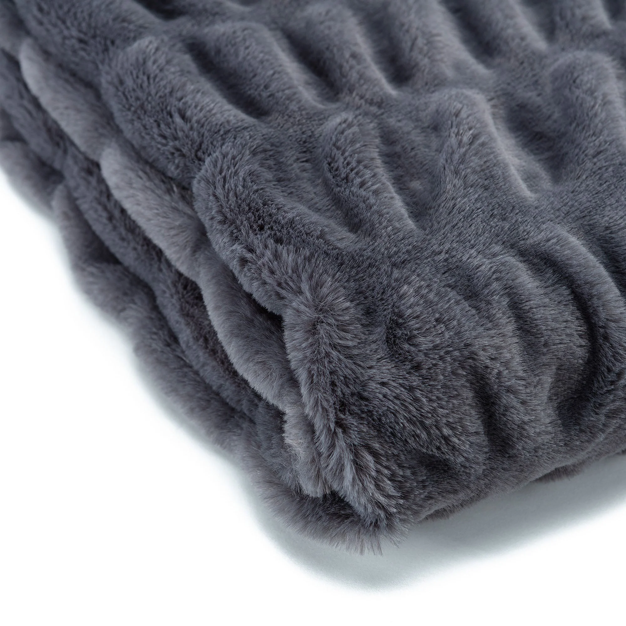 Ruched Faux Fur Throw Blanket