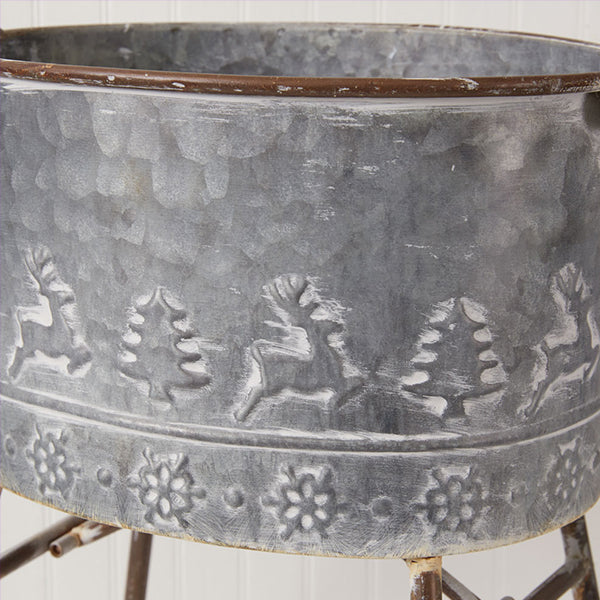 Metal Reindeer Winter Planters, Set of Two