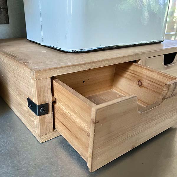 Rustic Wooden Storage Riser with Drawers