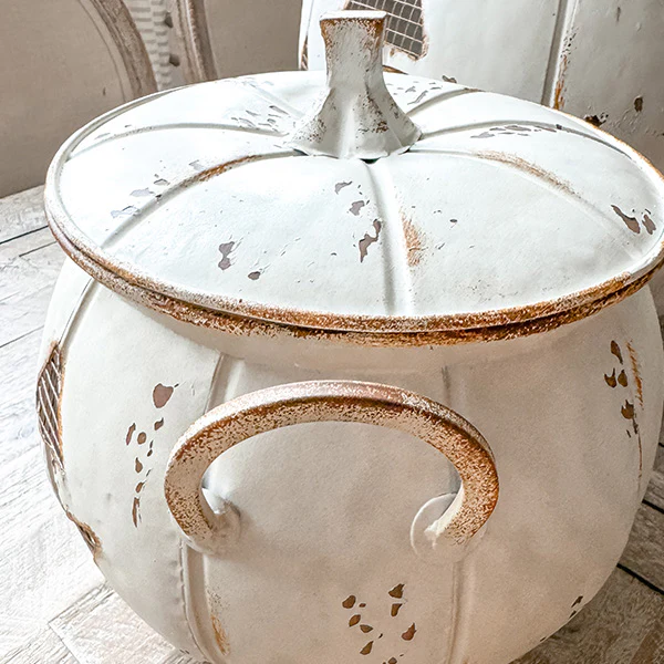 Distressed Jack-o-Lantern Candy Bucket with Lid, Set of Two