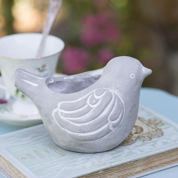 Farmhouse Bird Cement Planter, Choose Your Style