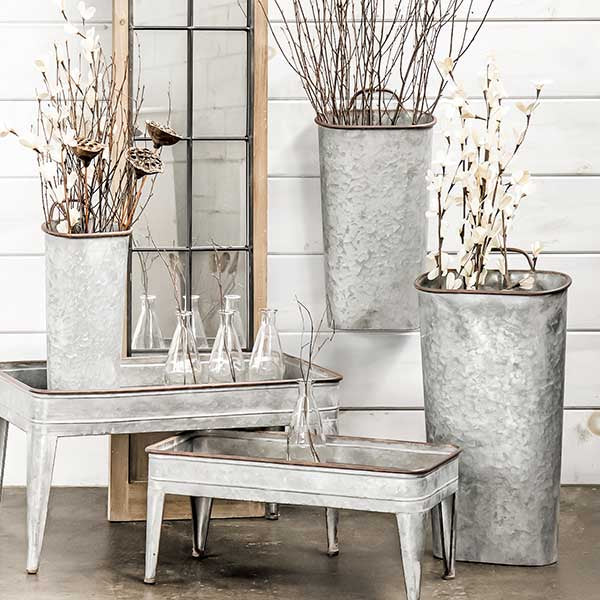 Galvanized Wall Buckets  Set of 3