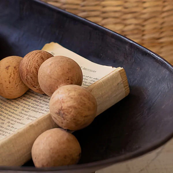 Distressed Oval Iron Bowls, Set of Two