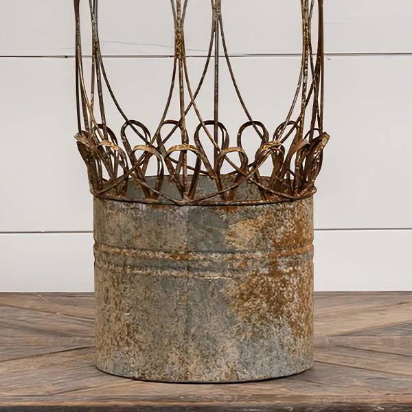 33 Inch Distressed Metal Trellis Planter