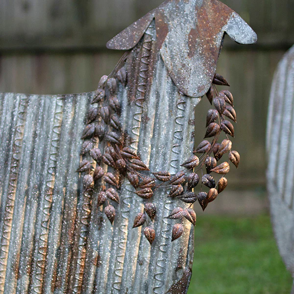 Corrugated Metal Sheep Christmas Yard Stakes, Set of 3