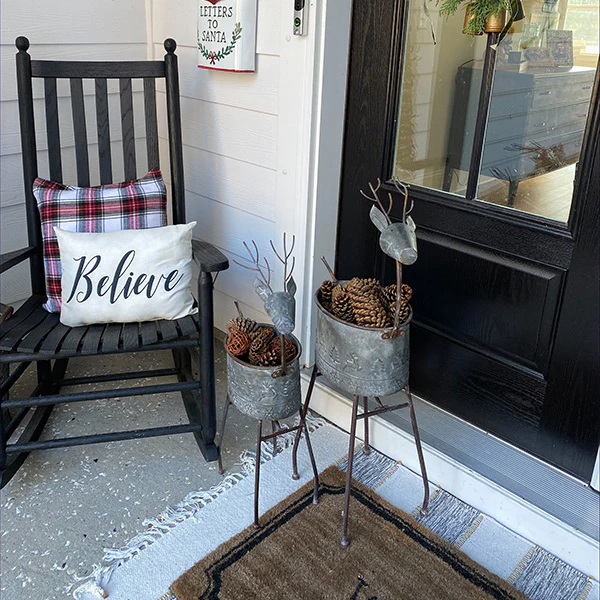 Outdoor Metal Reindeer Planters, Set of 2