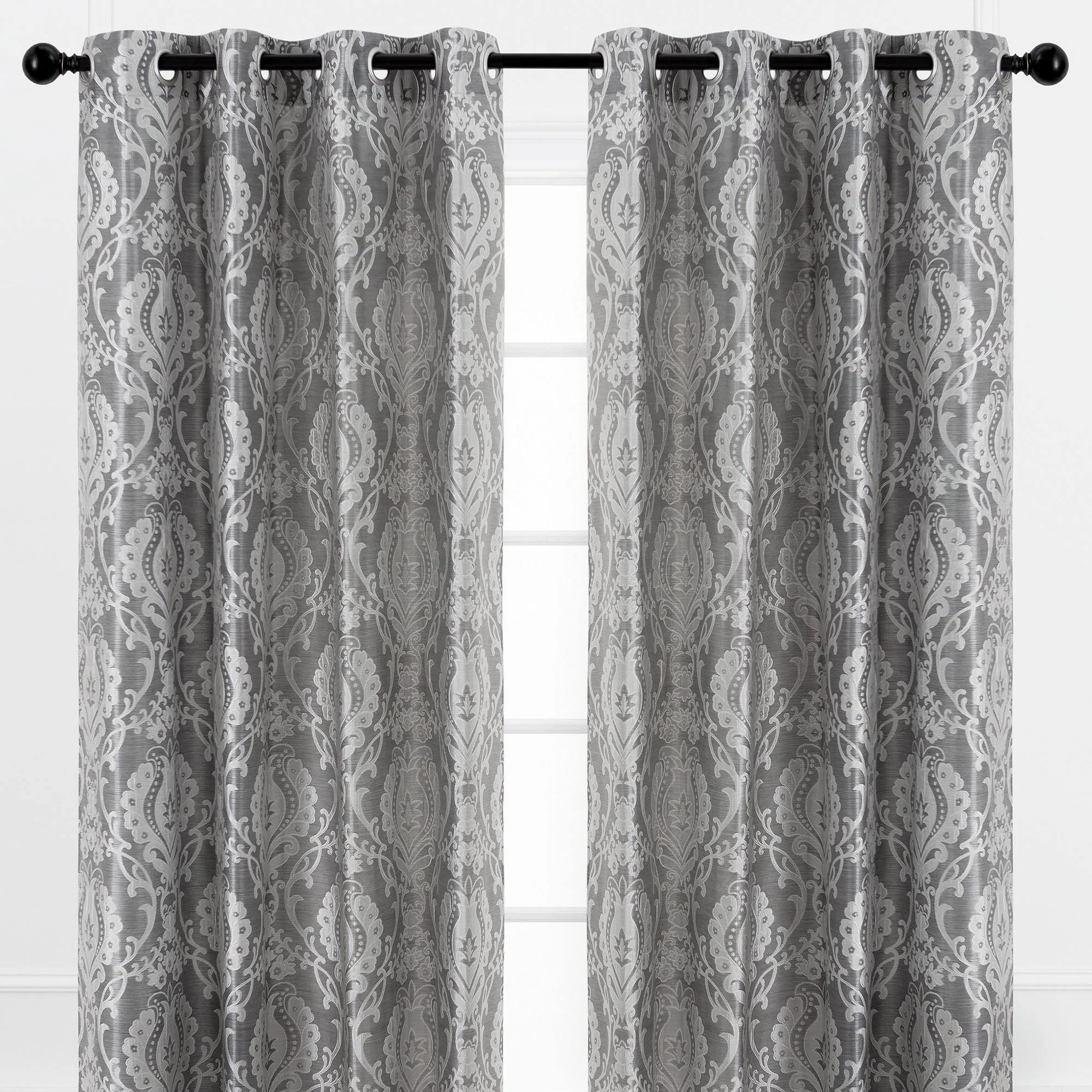 Damask Jacquard Grommet Curtains