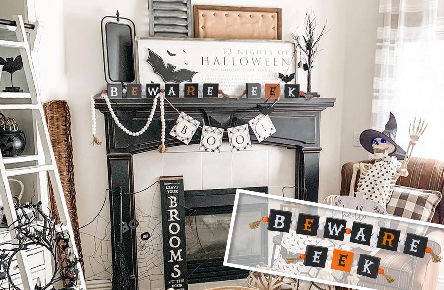 Halloween Block Garland, Set of 2