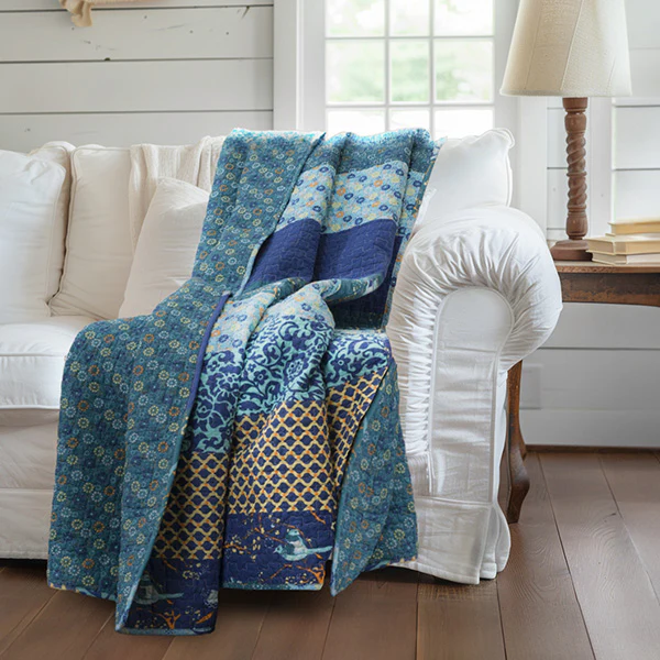 Boho Eclectic Reversible Cotton Throw Blanket, Choose Your Color