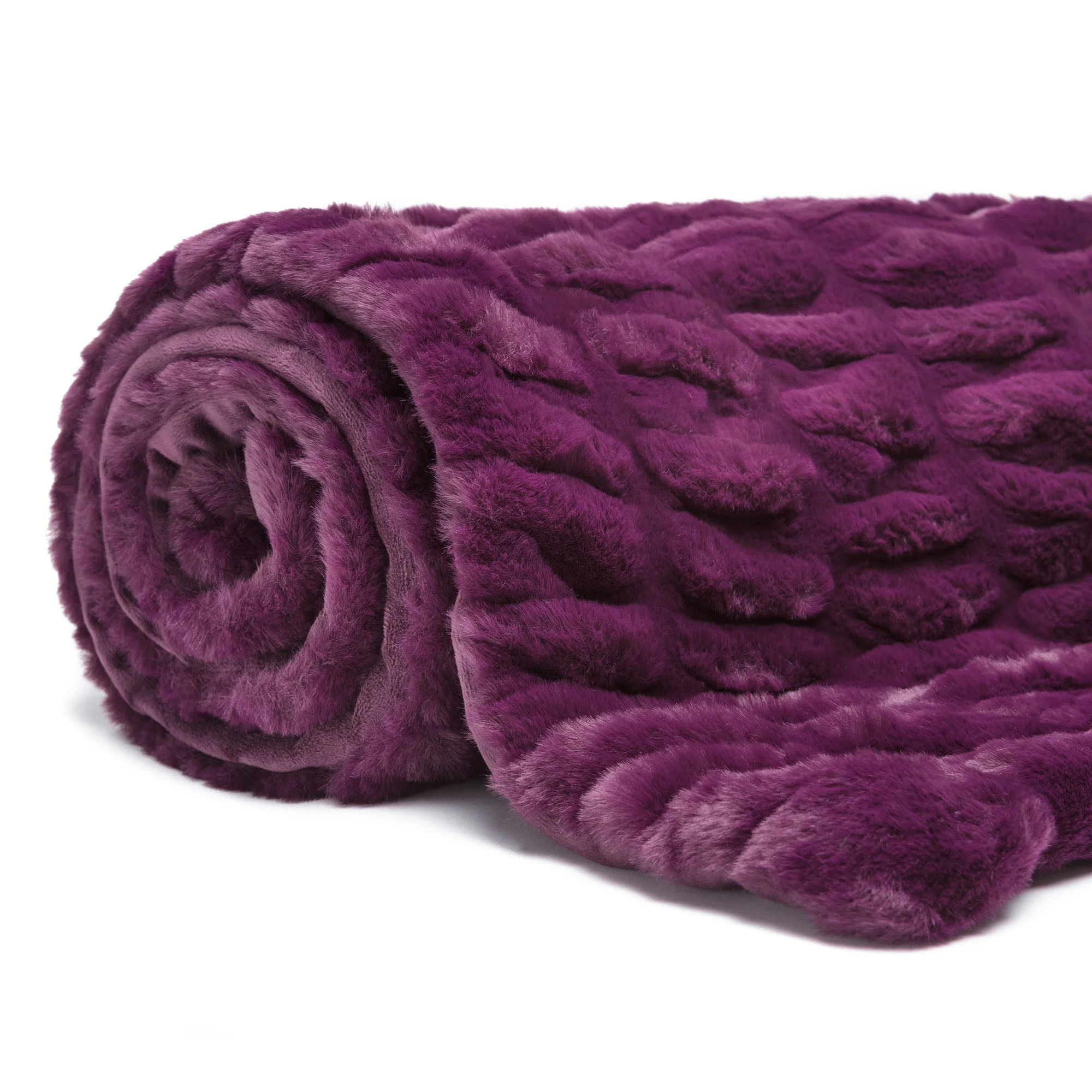 Ruched Faux Fur Throw Blanket