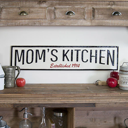 Mom's Kitchen Classic Farmhouse Embossed Sign