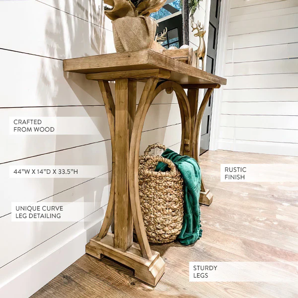 44 Inch Reclaimed Natural Wood Console Table